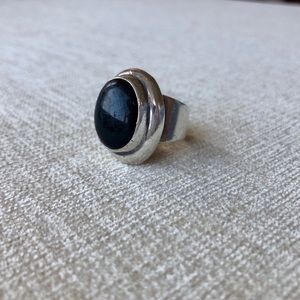 Sterling silver and onyx ring